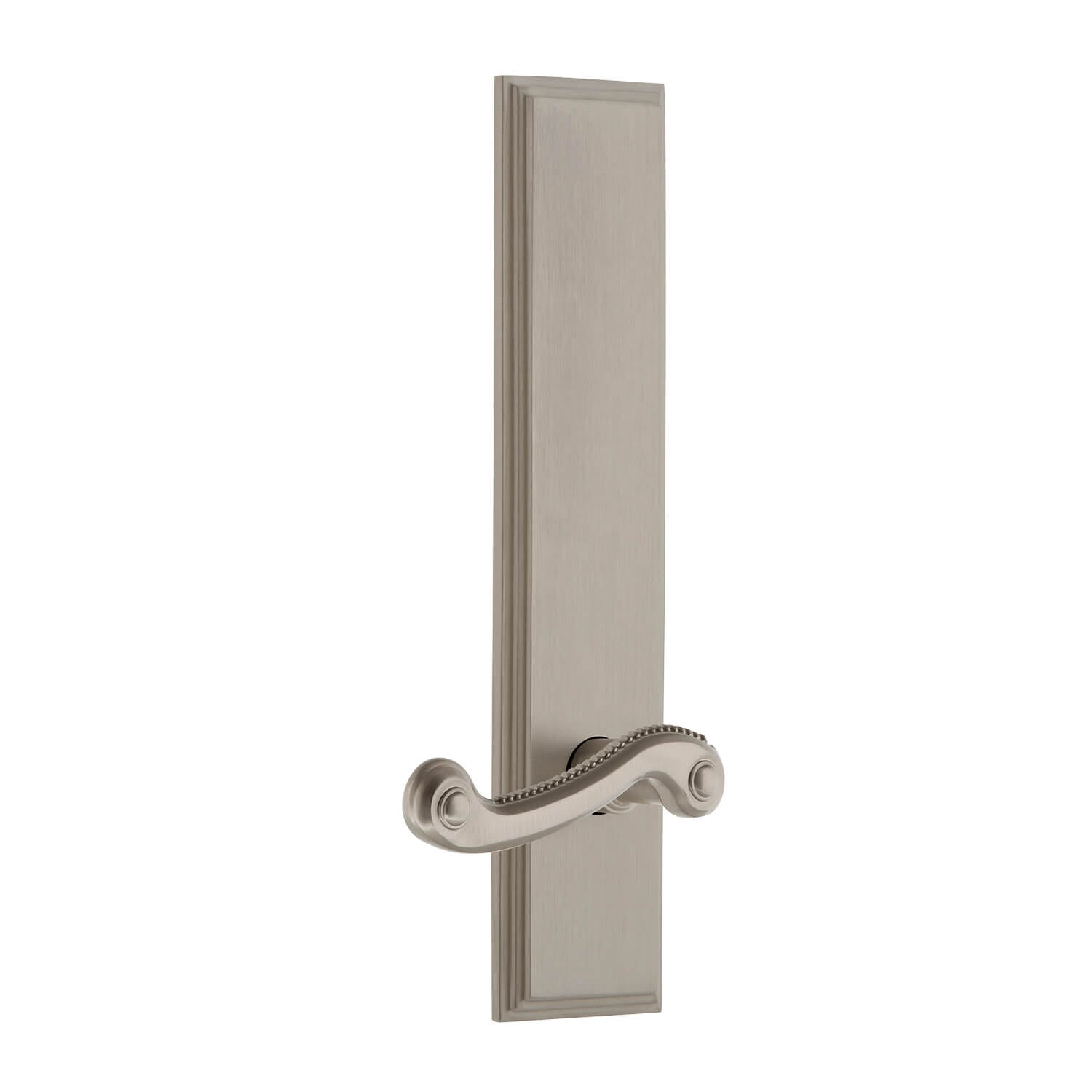 Carré Tall Plate Entry Set with Georgetown Lever in Satin Nickel