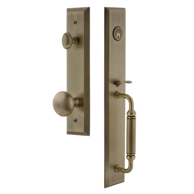 fifth avenue one piece handleset vintage brass grandeur hardware