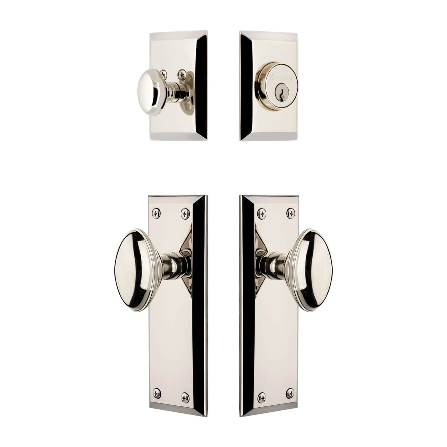 Fifth Avenue Long Plate with Eden Prairie Knob in Satin Nickel