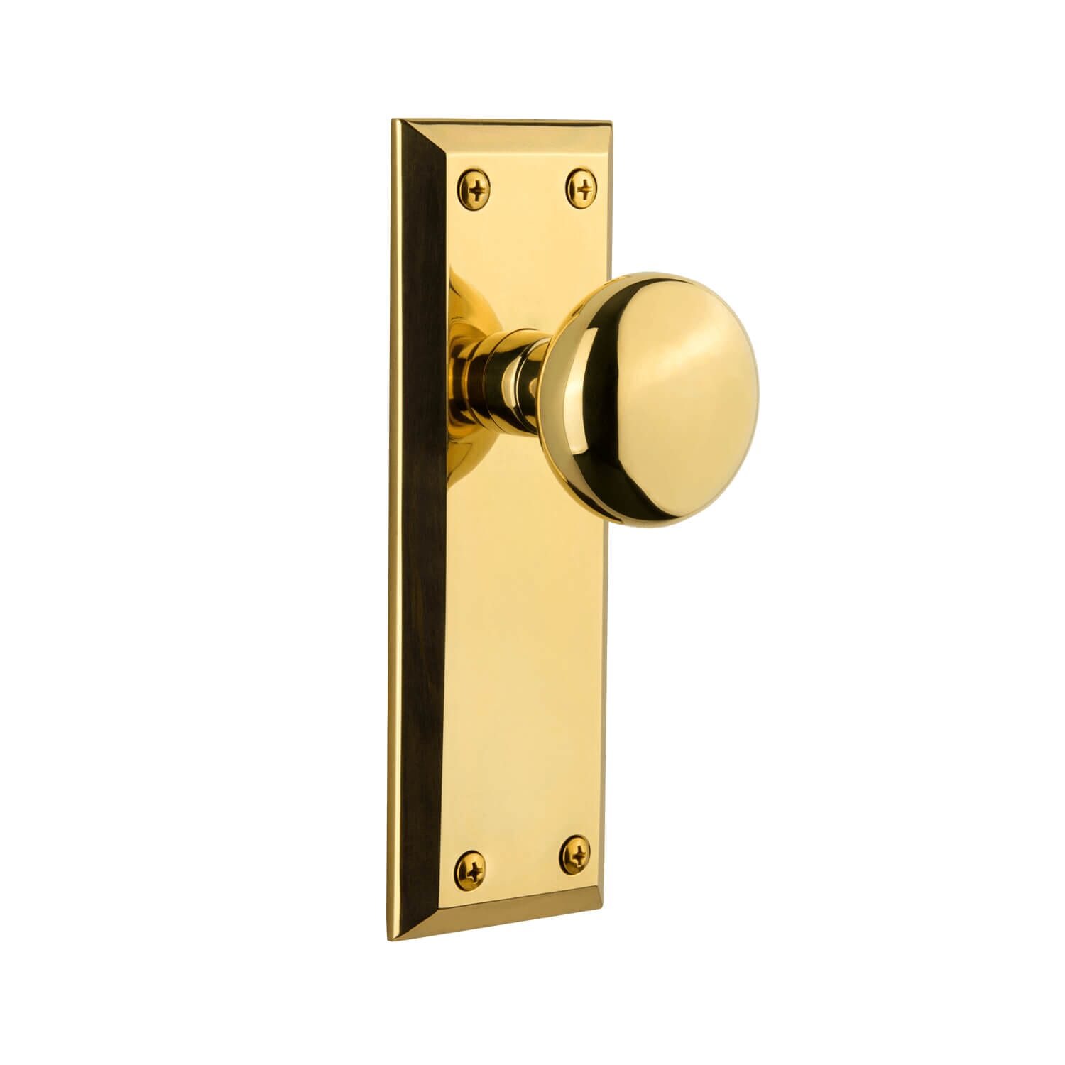 Fifth Avenue Long Plate with Circulaire Knob in Polished Brass