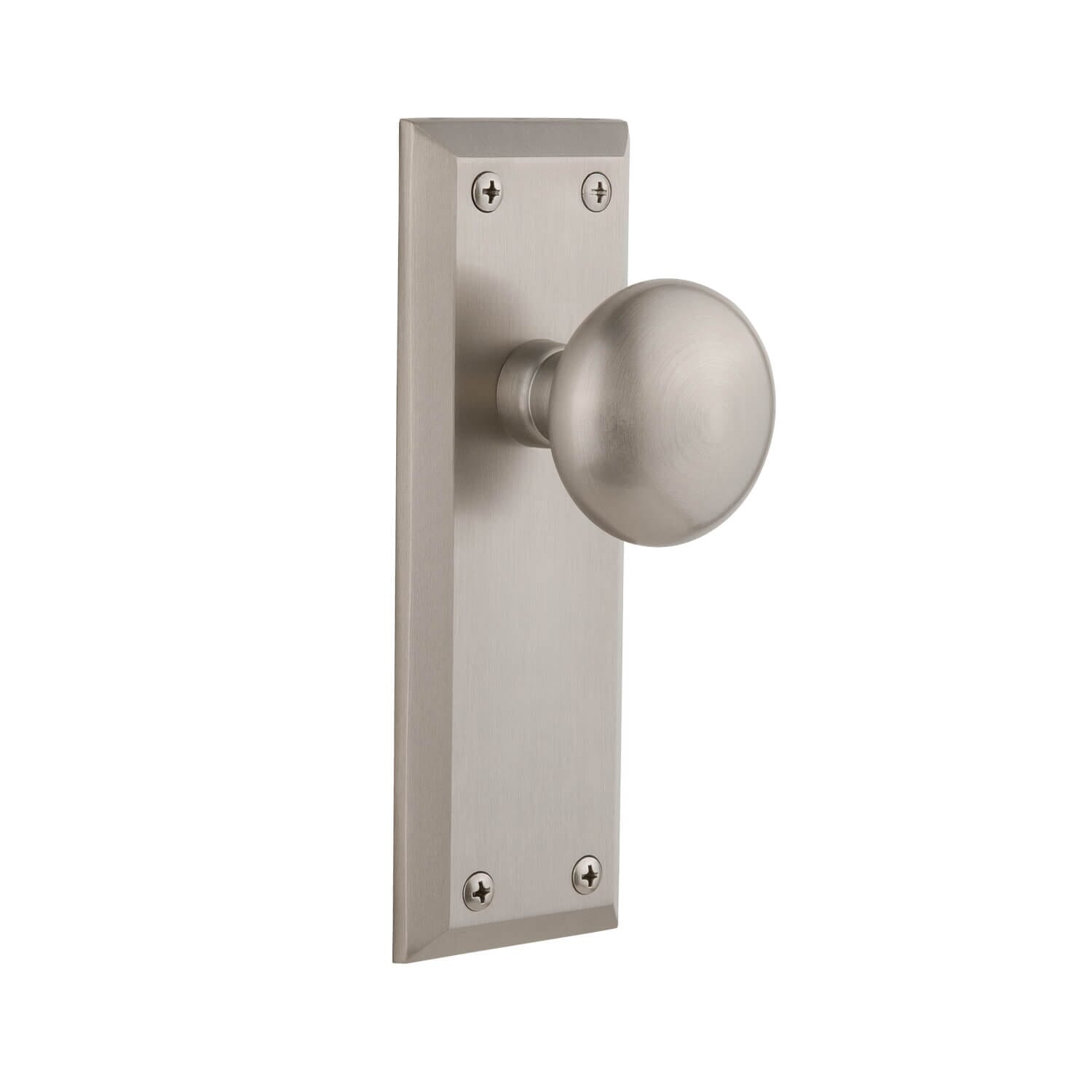 Fifth Avenue Long Plate with Eden Prairie Knob in Satin Nickel