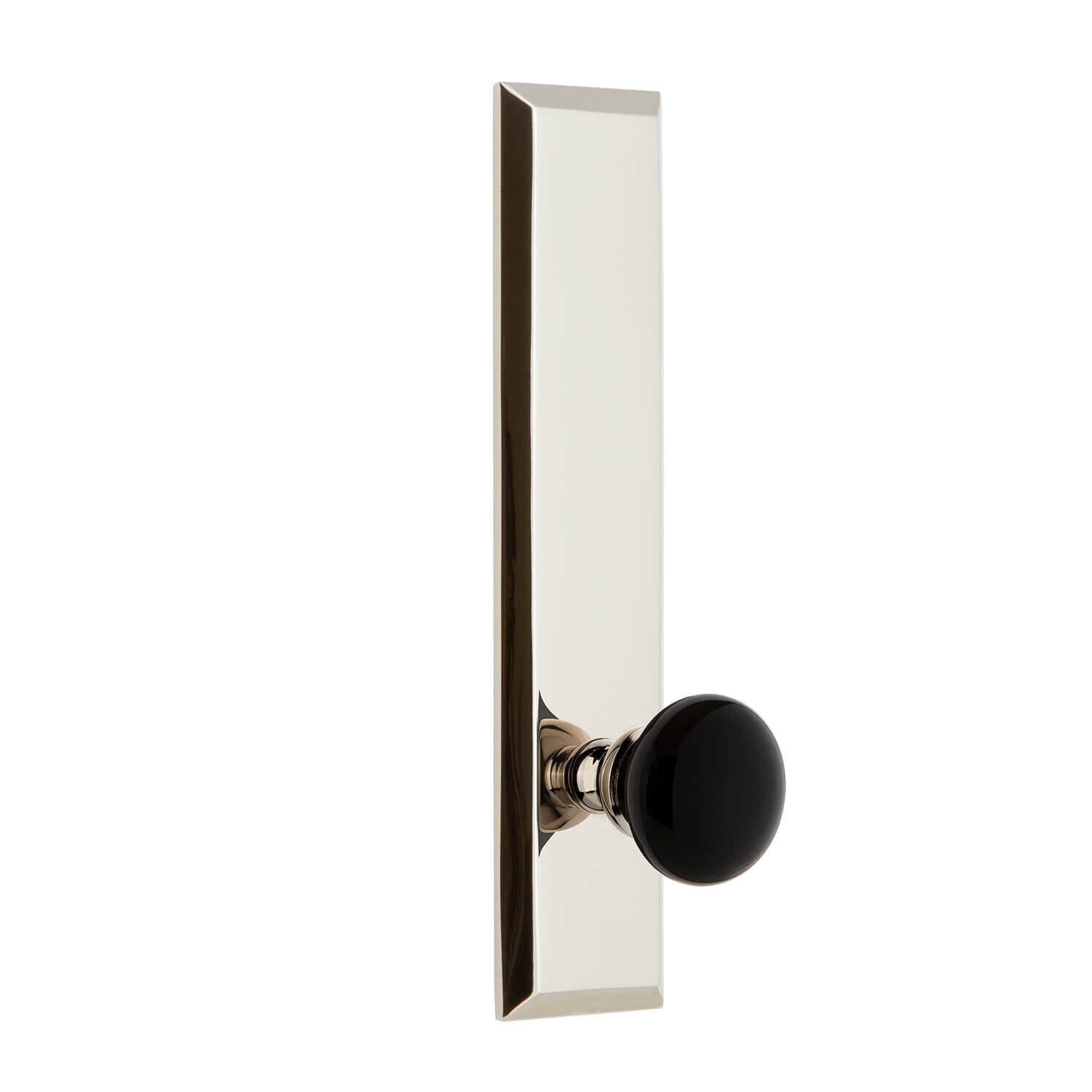 Fifth Avenue Long Plate with Coventry Knob in Polished Nickel