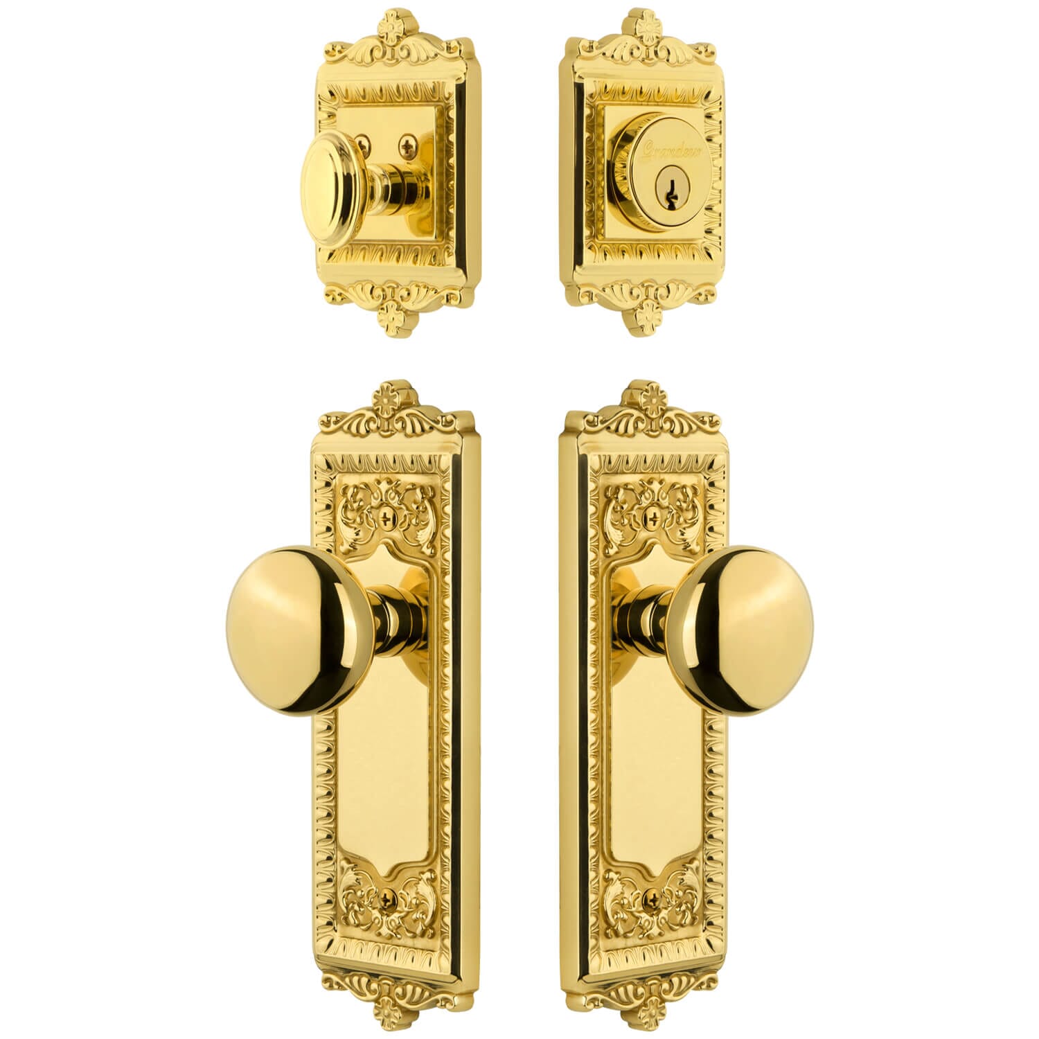 Fifth Avenue Long Plate with Windsor Knob in Lifetime Brass