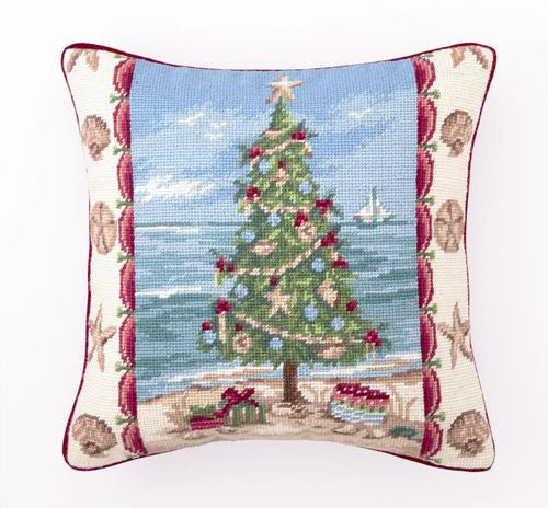 coastal christmas pillow