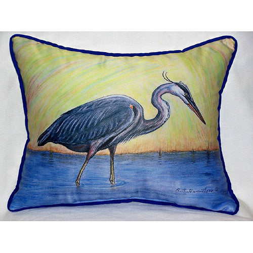 Betsy Drake Blue Heron Pillow- Indoor/Outdoor - Coastal Style Gifts - Drake Pillow