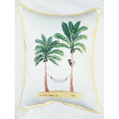 Betsy Drake Monkey and Palm Pillow- Indoor/Outdoor - Coastal Style Gifts - Drake Pillow