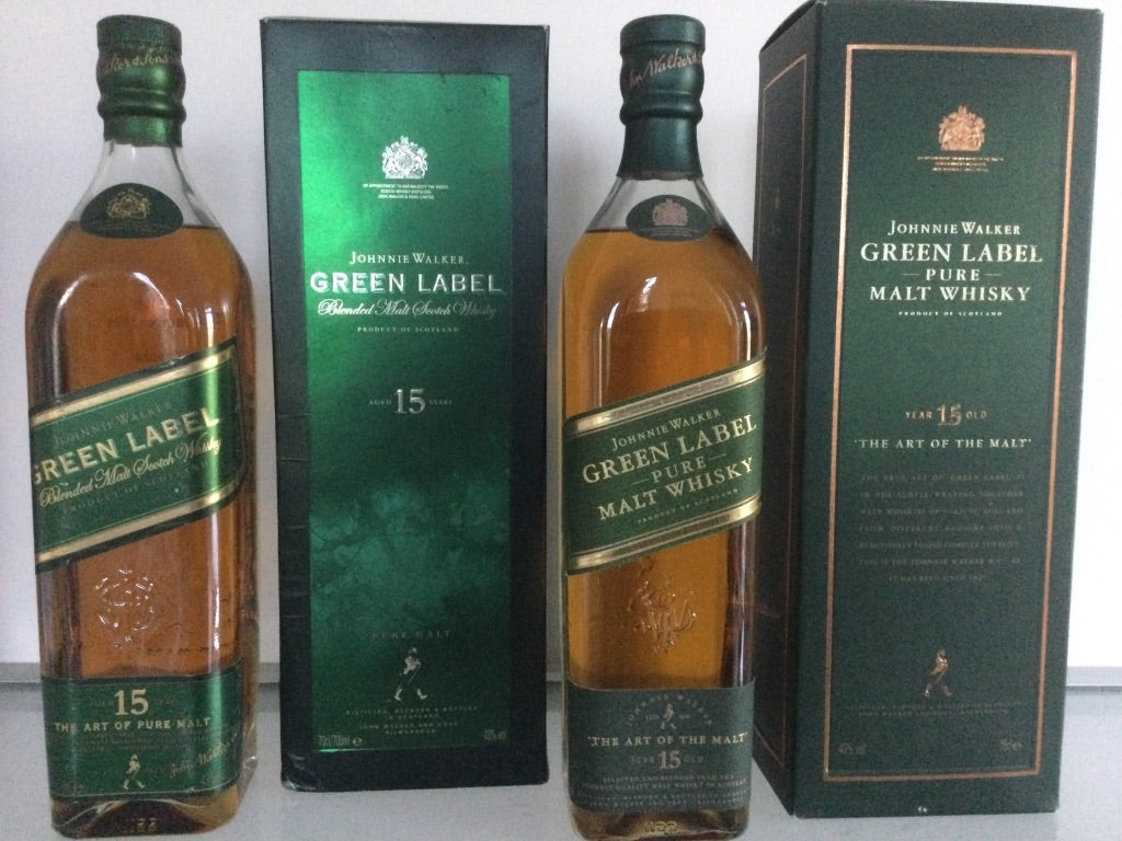 Johnnie Walker Green Label and Pure Malt Whisky