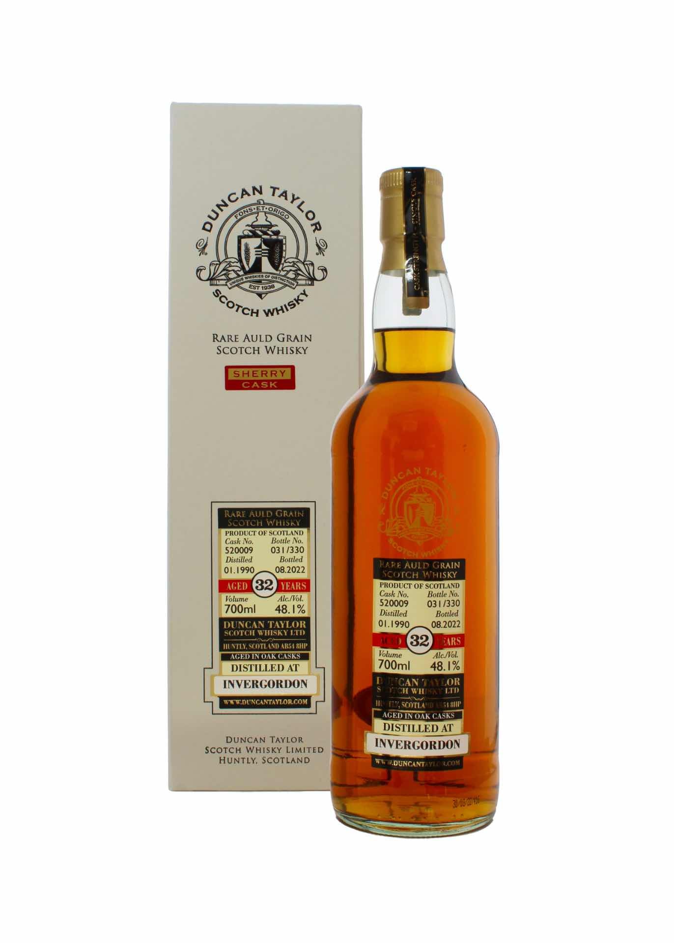 Duncan Taylor Rare Auld Grain 1990 Invergordon 32 Year Old