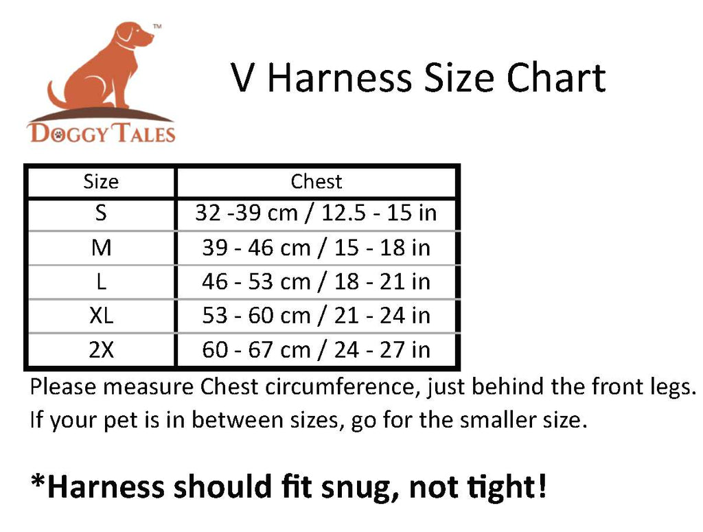V Harness Size Chart