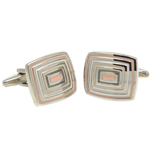 Silvertone Square Pink Squares Cufflinks with Jewelry Box - Ferrecci USA 