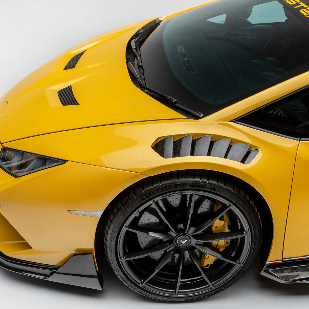 Lamborghini Huracan Performante Vicenza Edizione Aero Front Fenders  w/Integrated Vents and Splash Shields (Carbon Matrix) | Vorsteiner Wheels
