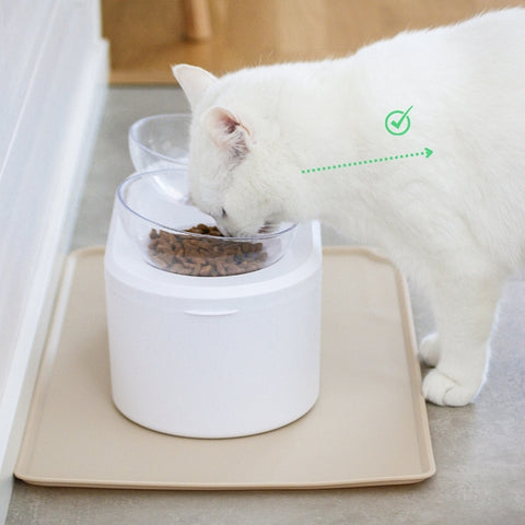 Leo's Paw - Gamelle orthopédique anti-vomissements pour chat avec rangement, réduit la tension sur le cou et le tuyau de nourriture du chat pendant qu'il mange