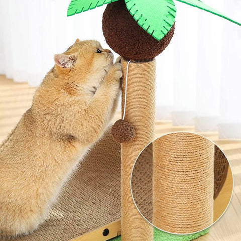 Leo's Paw - Cat Scratching Beach Lounge - Interactive scratching place for your cat, dangling toy, sisal scratch pole