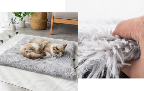 Leo's Paw - Lit pour chat apaisant 2 en 1, peluche en coton doux, auto-chauffant et anti-stress