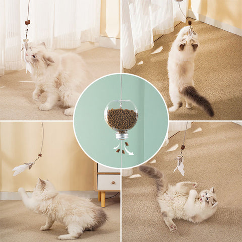 Leo's Paw - Leckerli-Spender-Spielzeug für Katzen, Stachelfeder-Spielzeug mit Leckerli-Spender