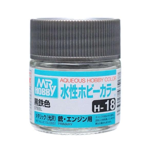 AQUEOUS HOBBY COLOR - H18 METALLIC GLOSS STEEL (PRIMARY)