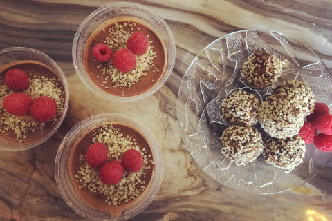 cacao cups and date energy balls
