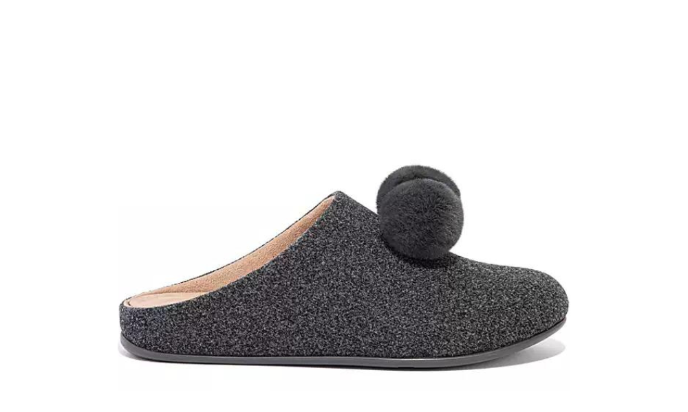 Fitflop - Chrissie Pom-Pom Slippers Pewter Grey – Envee of Monmouth