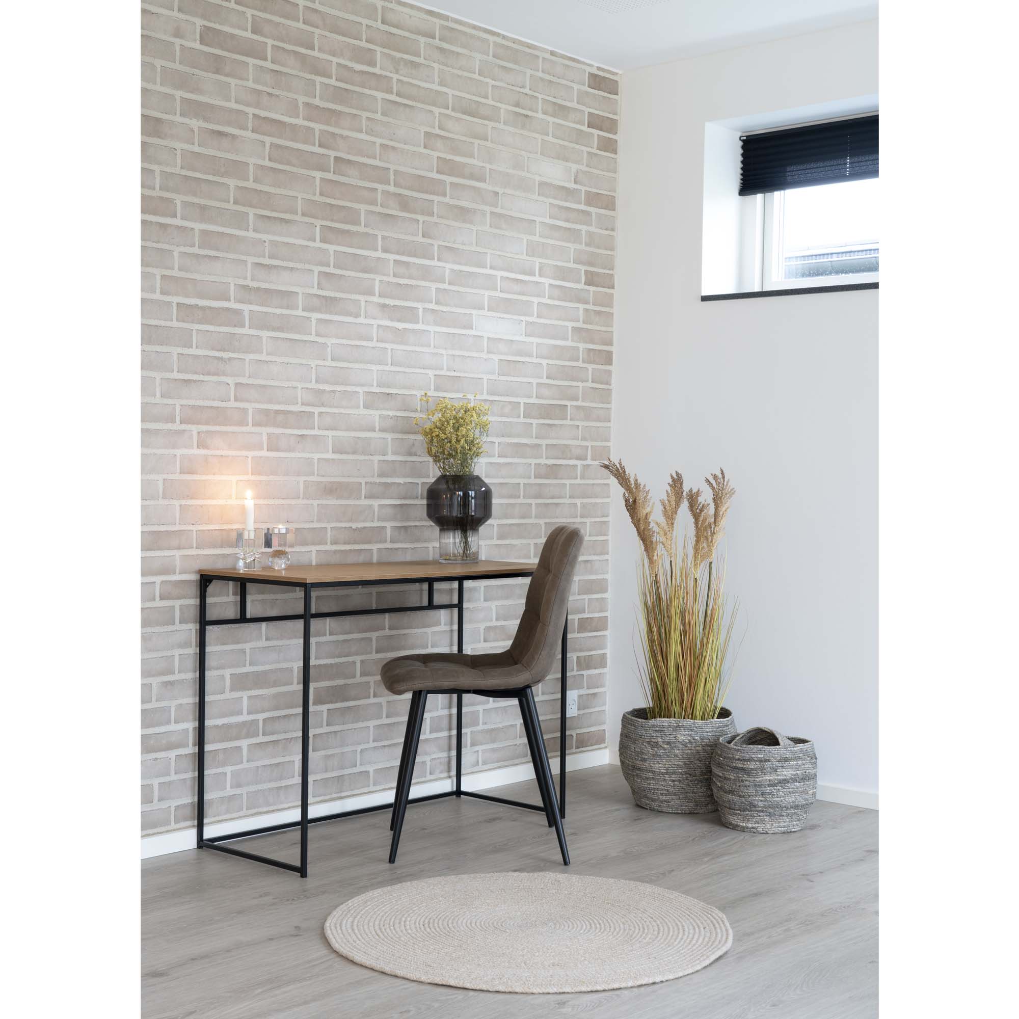 Billede af Vita - Skrivebord med sort ramme og egetræslook bordplade 100x45x75 cm