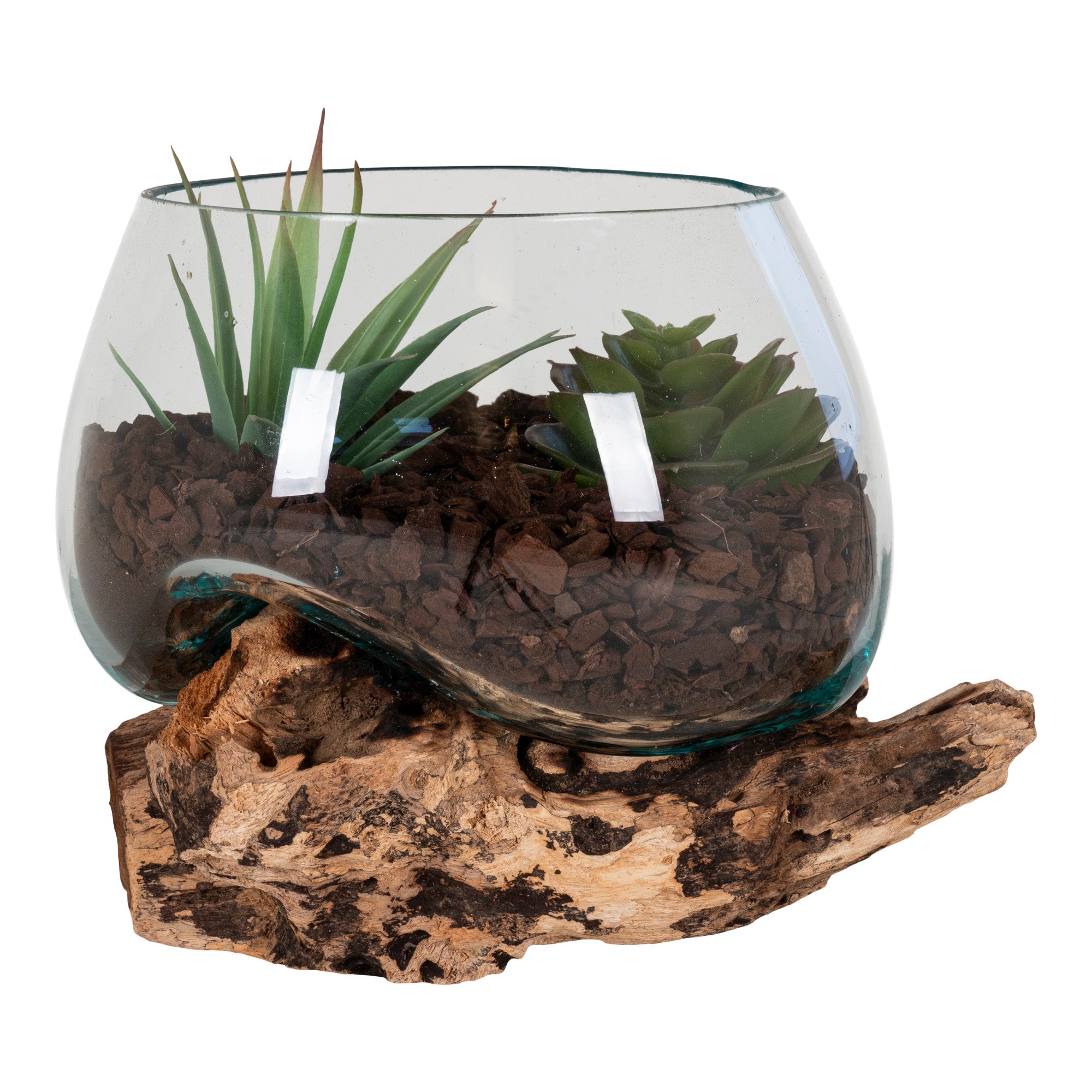 Billede af San Marino Waterdrop - Vanddråbe skål i glas med træfod Ø15xH15 cm