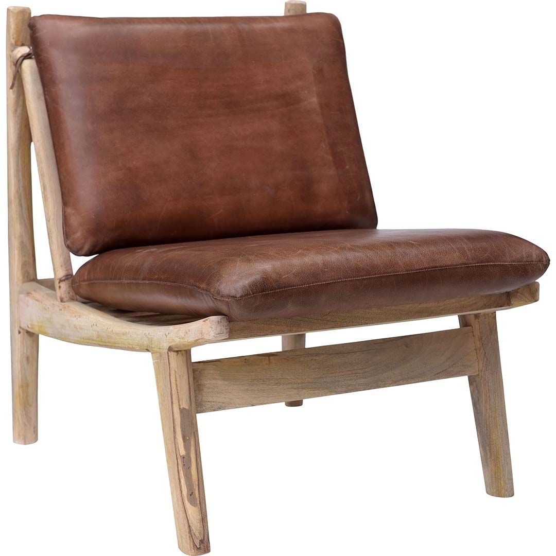 #2 - James loungestol med brune læderhynder