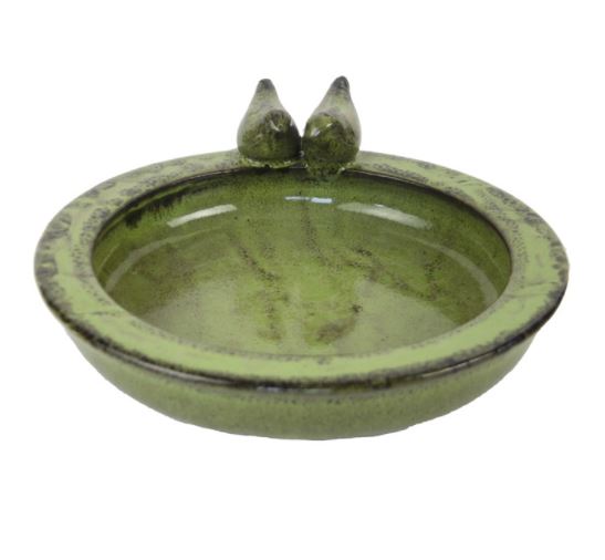 Garden Life - Fuglebad i keramik, rund i grøn