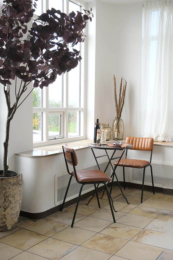 Billede af Trademark Living Diner spisebordsstol med quiltet lædersæde