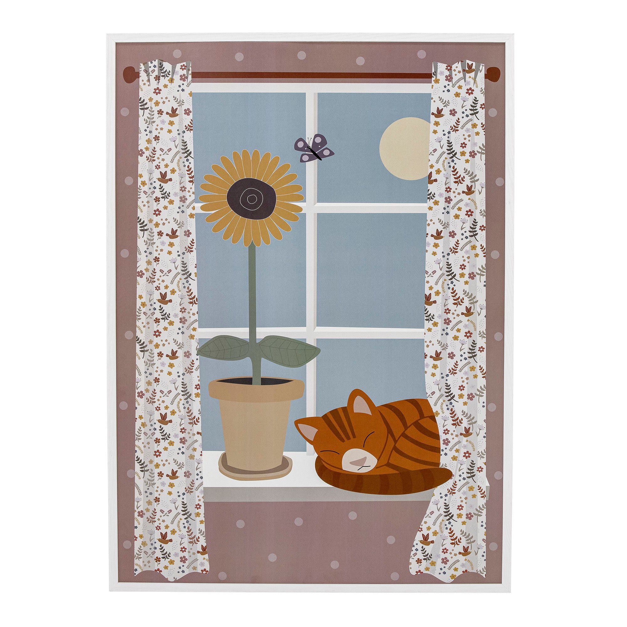 6: Bloomingville MINI - Nuala Illustration med ramme, Hvid, Fyr 72x52 cm