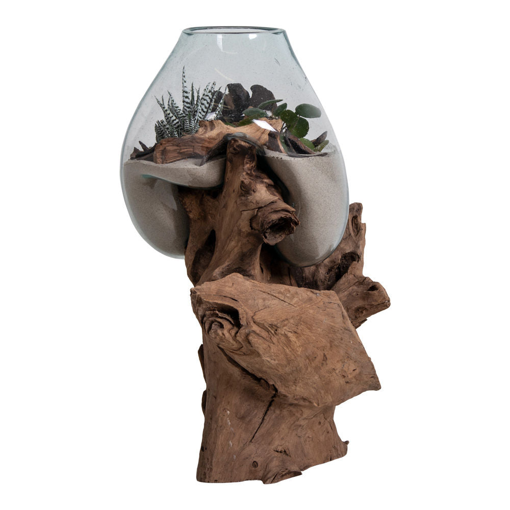 San Marino Waterdrop - Vanddråbe skål i glas med træfod h50 cm