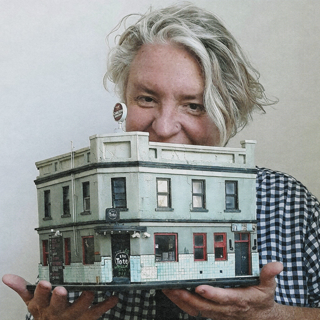 Artist David Hourigan with his miniature model of The Tote