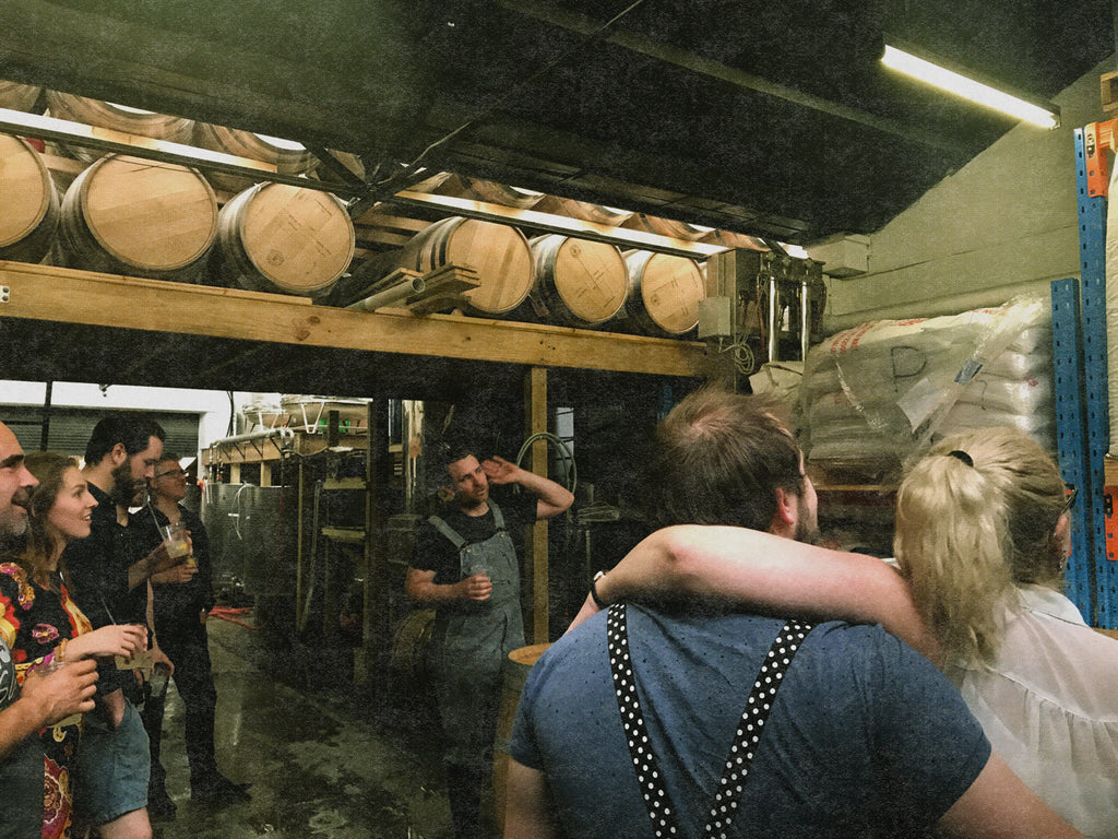 The Gospel Whiskey Co-Founder Andrew Fitzgerald hosting a tour at the Melbourne Moonshine distillery in South Melbourne