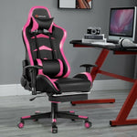Massage Gaming Chair with Footrest-Pink