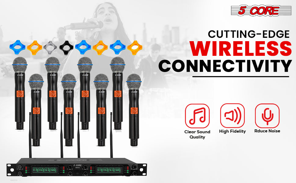 Wireless Microphone System 8 Channel UHF Portable Receiver mic set eight microfono inalambrico