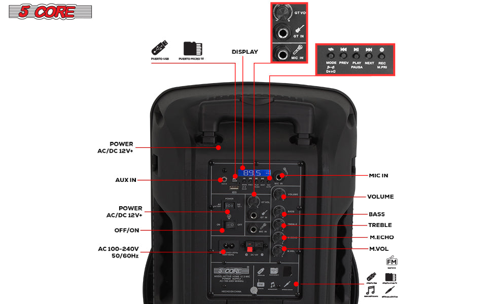 Bluetooth PA speaker with versatile input options for seamless connectivity and dynamic sound