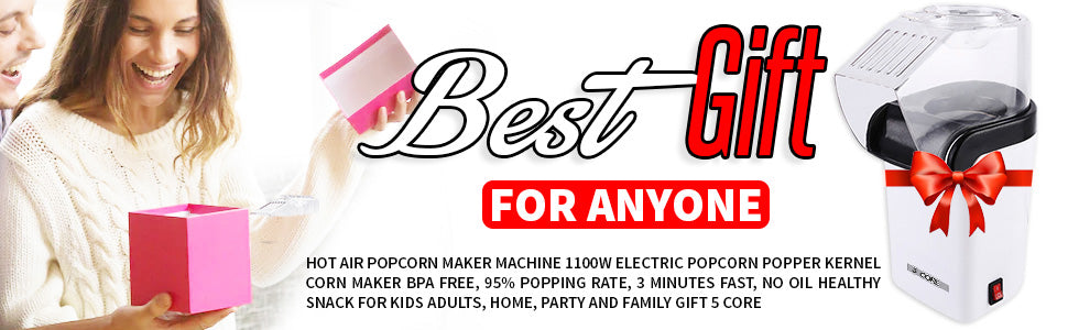 Hot Air Popcorn Maker Machine 1100W Electric Popcorn Popper Kernel