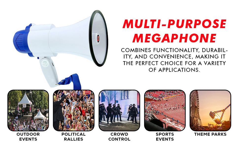 5Core bullhorn megaphone with handle, great for cheer megaphone use.