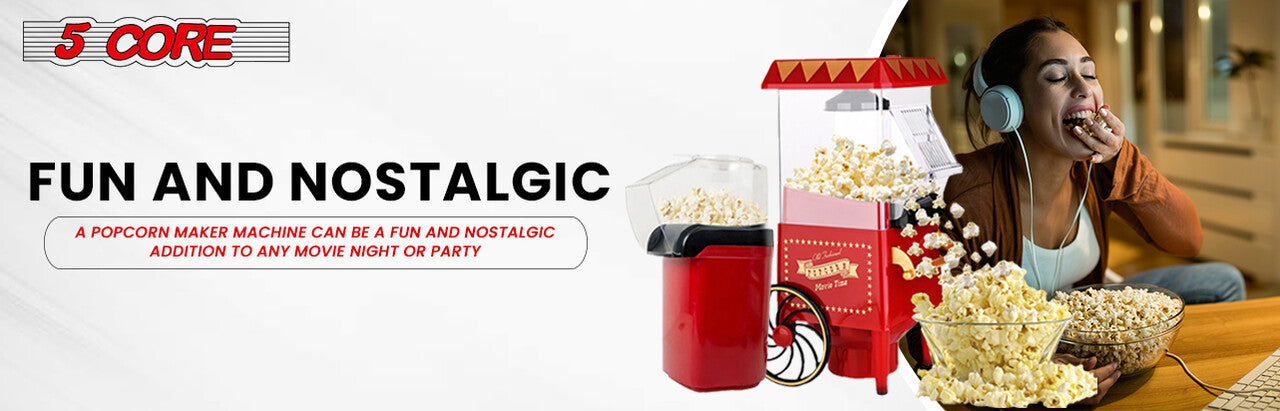 5 Core Popcorn Machine Nostalgia 300 Watts Movie Night Hot Air