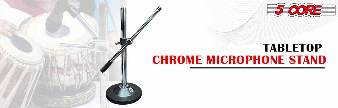 Mic Stand Tabletop Chrome Microphone Stand