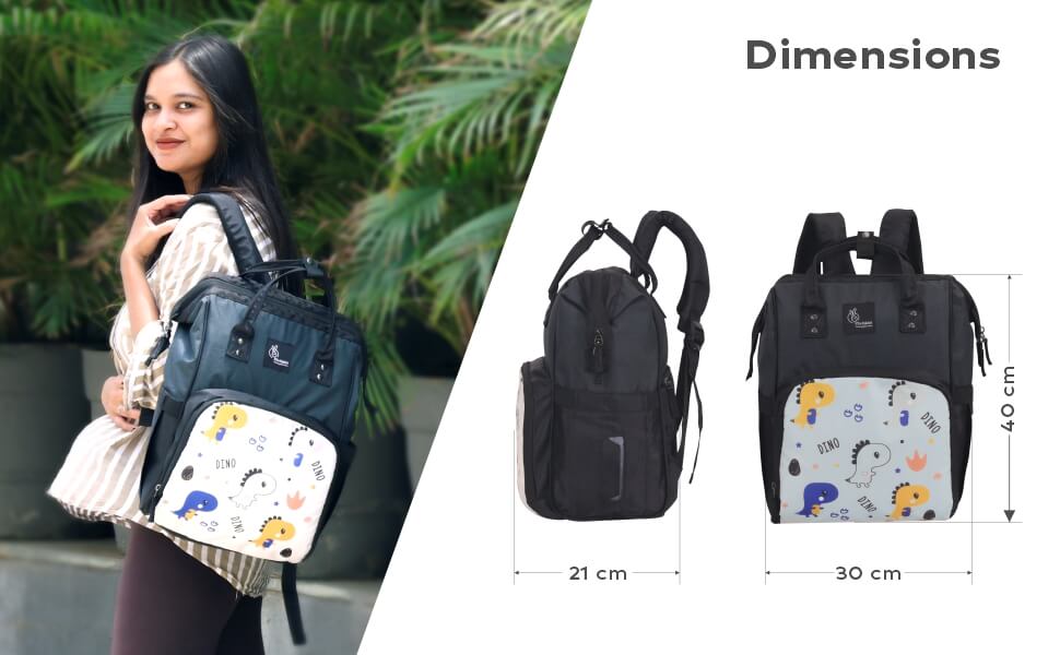 R for Rabbit Caramello Dino Diaper Bag for Mother, Multipurpose Stylish Diaper Bag with 11 Pockets