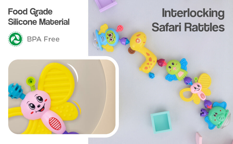 R for Rabbit Jingle Safari Rattle Set made for enjoyable playtime your little one