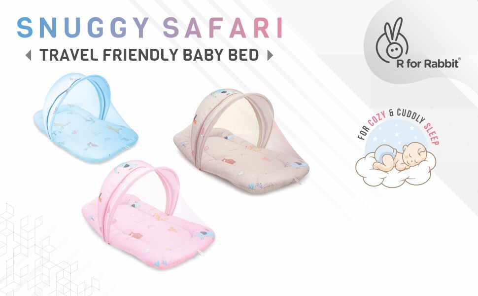 R for Rabbit Baby Snuggy Safari Travel-Friendly Baby Bed