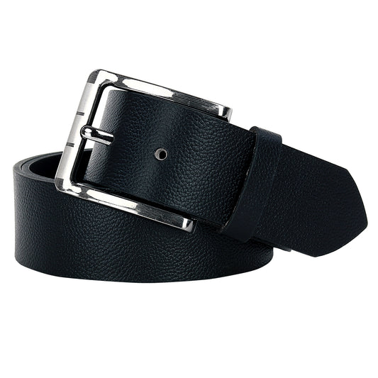 Leather World Pin Lock Buckle Genuine Leather Formal Casual Black