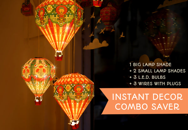 Hot Air Balloon Lamps Set with Lights for Diwali & Home Decor – Sky Goodies