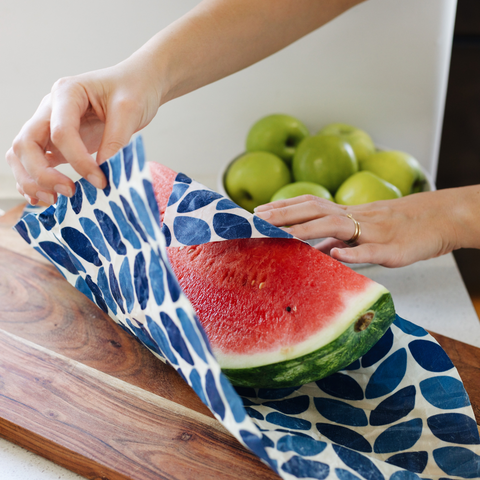 Watermelon in beeswax wrap