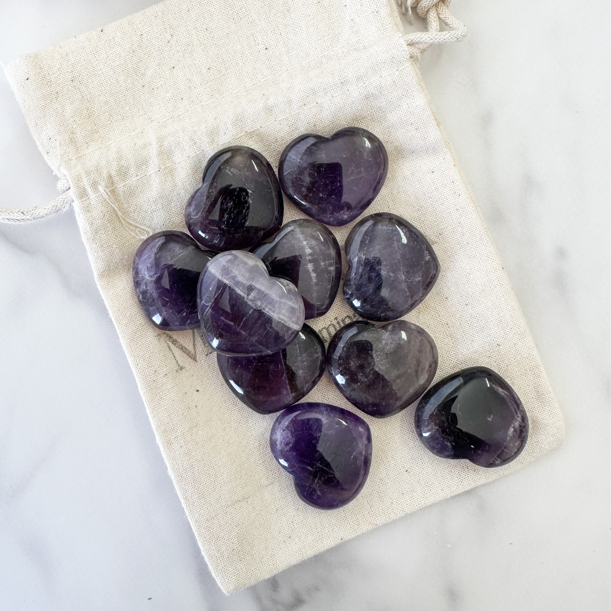 Amethyst Heart Crystal Bundle of 10