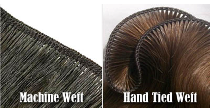 machine weft vs hand tied hair weft