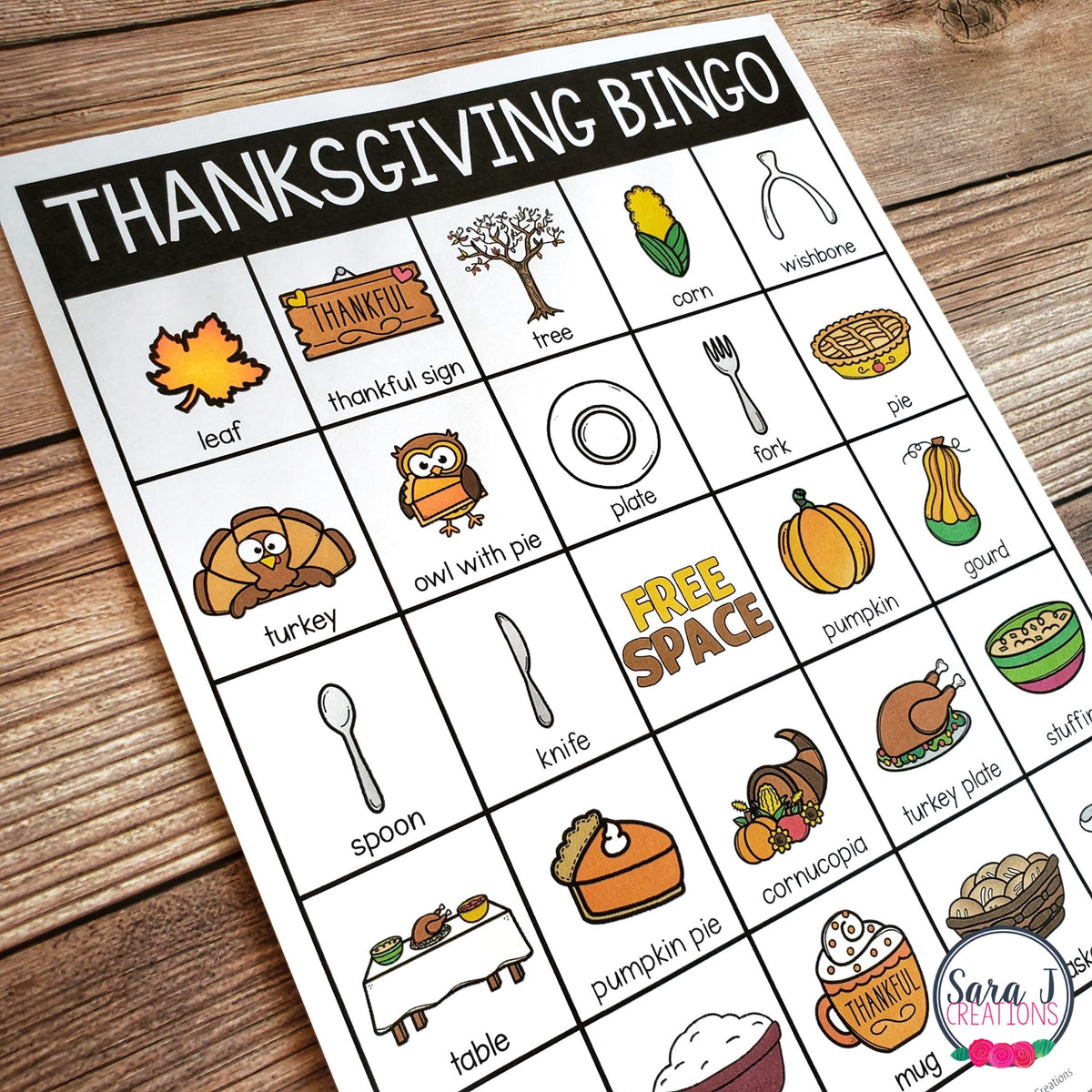 Thanksgiving Bingo – Sara J Creations