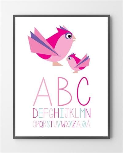 ABC plakat -  Pink - 30x40 cm.