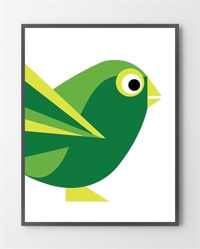 Billede af Design plakater - Grøn Birdy - 30x40 cm.