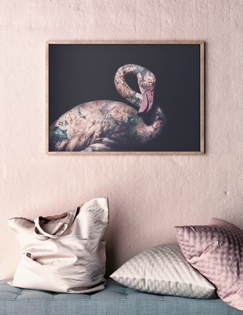 mærke anmodning Radioaktiv Flower Portraits Flamingo A3